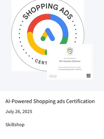 AI-Powered Shopping Ads Certification, July 26, 2025, Google Skillshop
