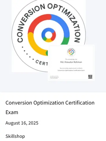 Conversion Optimization Certification, August 16, 2025, Google Skillshop