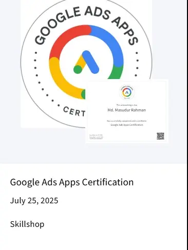 Google Ads Apps Certification, July 25, 2025, Google Skillshop