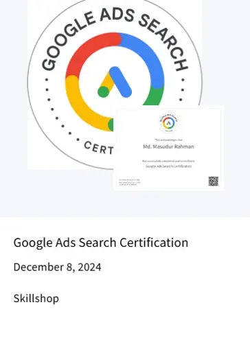 Google Ads Search Certification, December 8, 2024, Google Skillshop